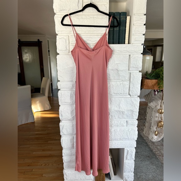 Zara Buttoned Slip Maxi Dress Side Slit Dusty Pink Tank Dress - Picture 6 of 16